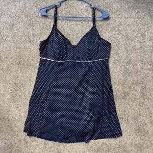 Elegant Navy Polka Dot One-Piece Swimsuit